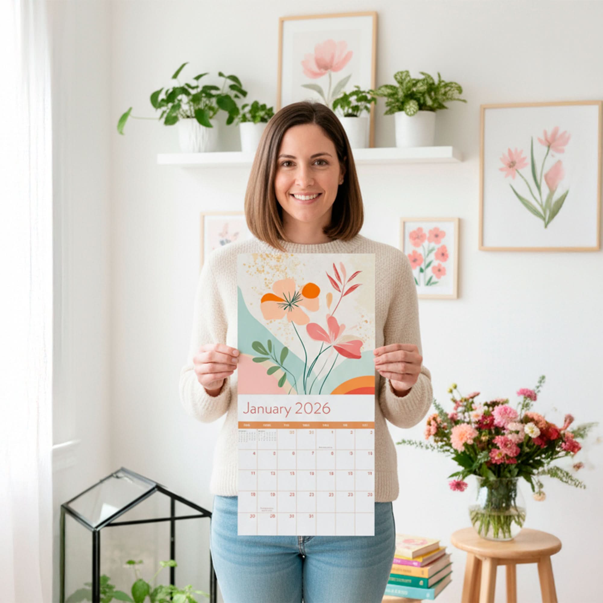 2026 Floral Wall Calendar