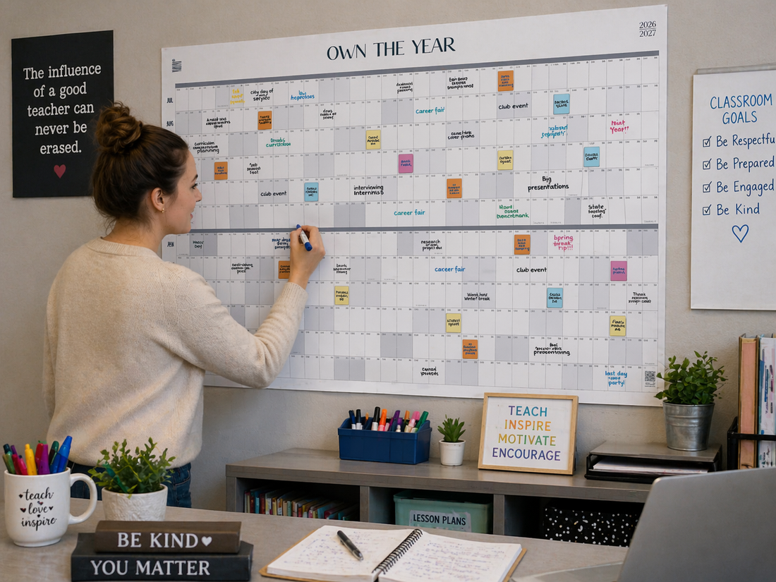 Midyear/Academic Own the Year 2026-2027 GIANT Dry Erase Wall Calendar