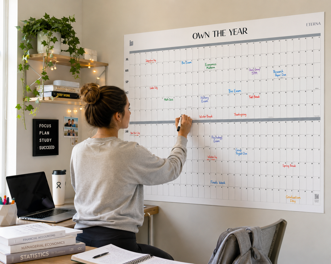 Student Planning on a Giant Wall Calendar