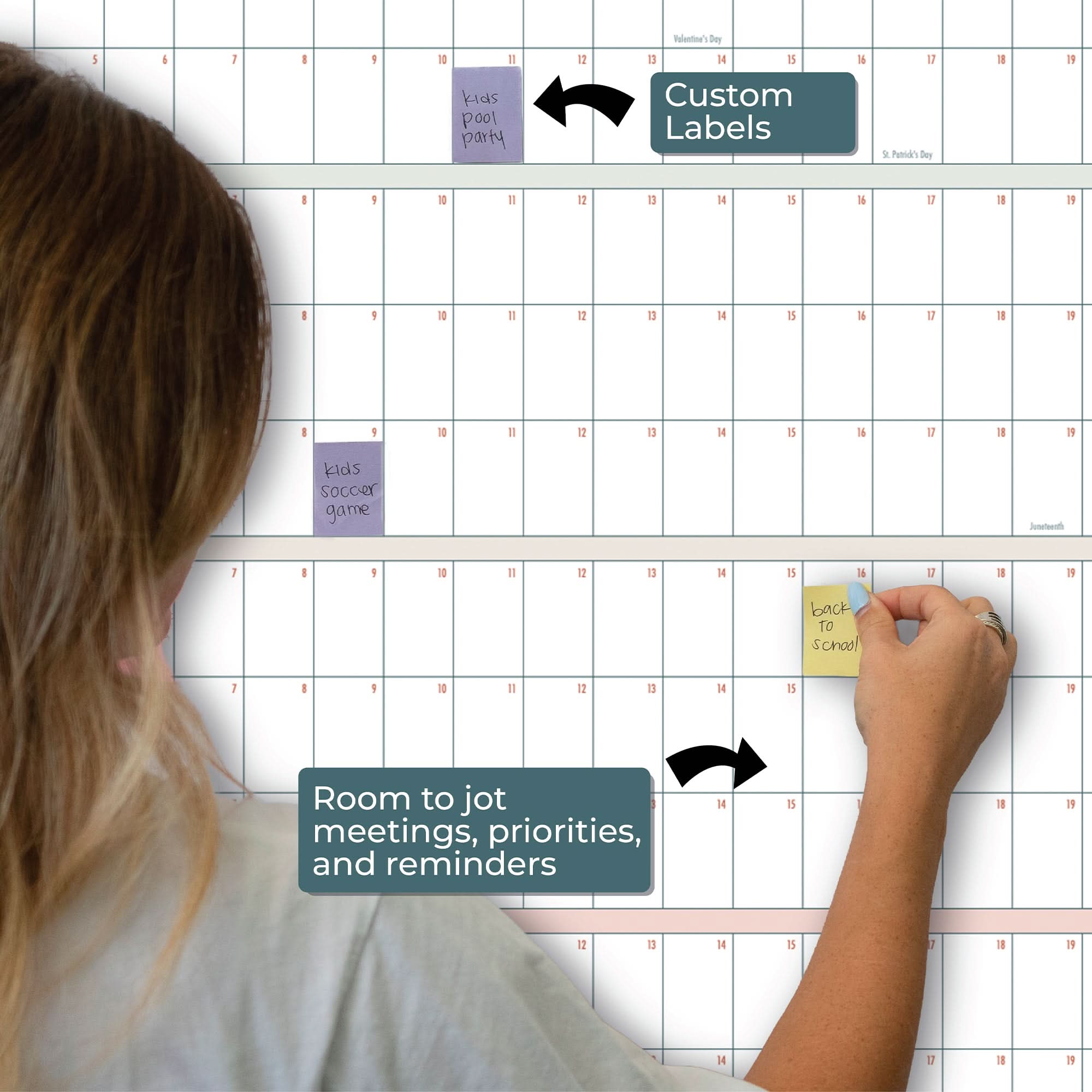 With the Eterna Goods Own the Year Undated GIANT Dry Erase Wall Calendar (4ft x 3ft), you can jot meetings, priorities, and reminders using custom labels, keeping your entire year clear and organized at a glance.