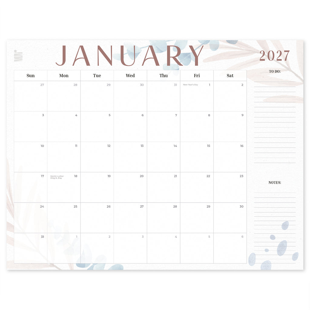 2027 Floral 12-Month Flat Desk Calendar (22"x17")