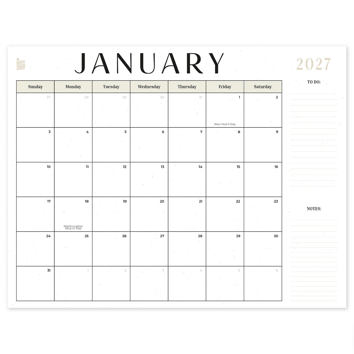 2027 12-Month Flat Desk Calendar (22"x17")