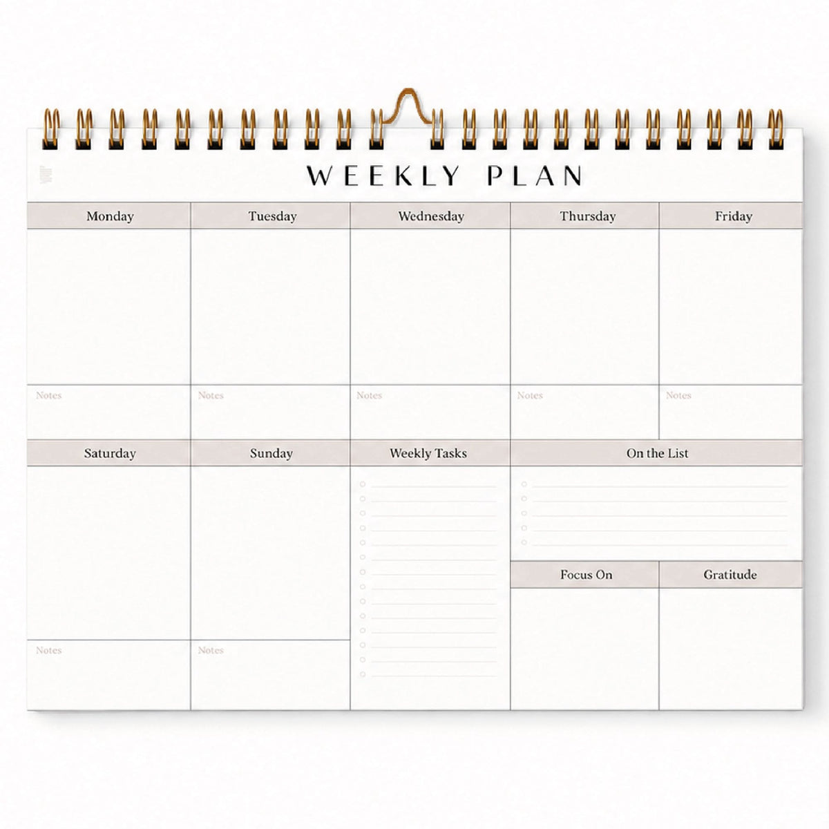 Spiral Weekly Planning Calendar Pad