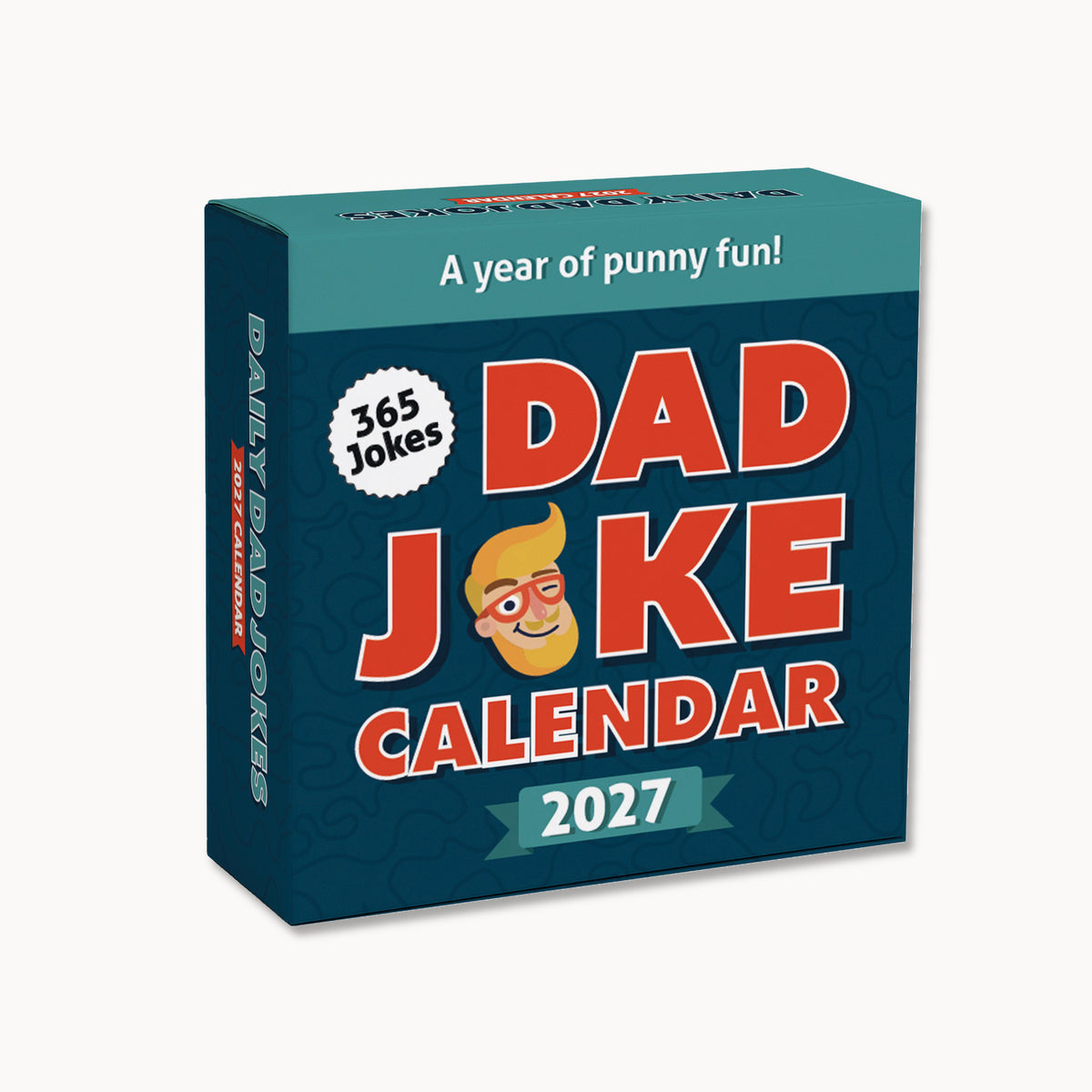 The 2026 Daily Dad Joke Calendar by That Is So Dad features the text "A year of punny fun!" and "365 Jokes" on a teal background with a cartoon face and bold lettering, making it perfect for fans of family-friendly humor and dad jokes. Enjoy endless laughs each day with this hilarious calendar!.
