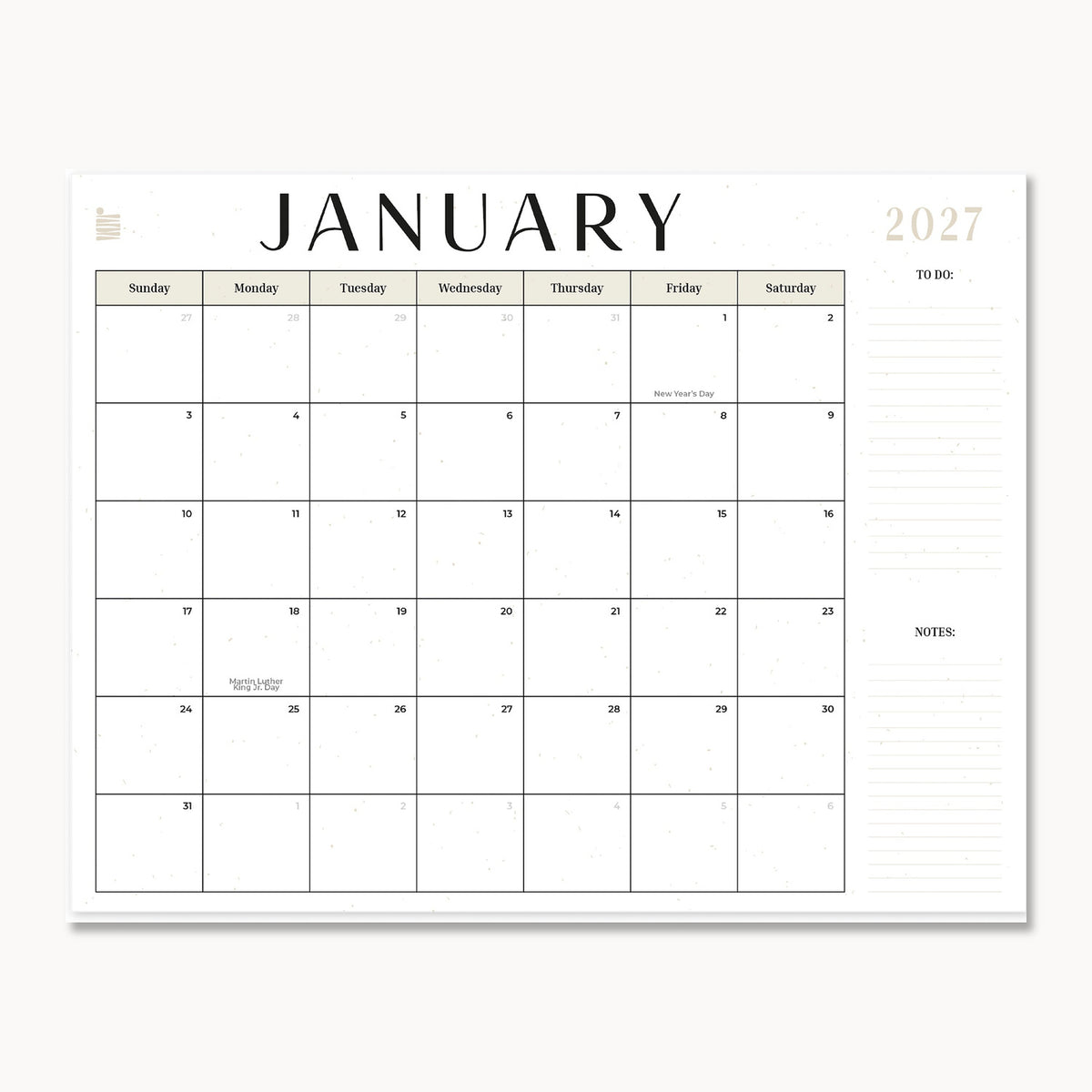 2027 12-Month Flat Desk Calendar (22"x17")