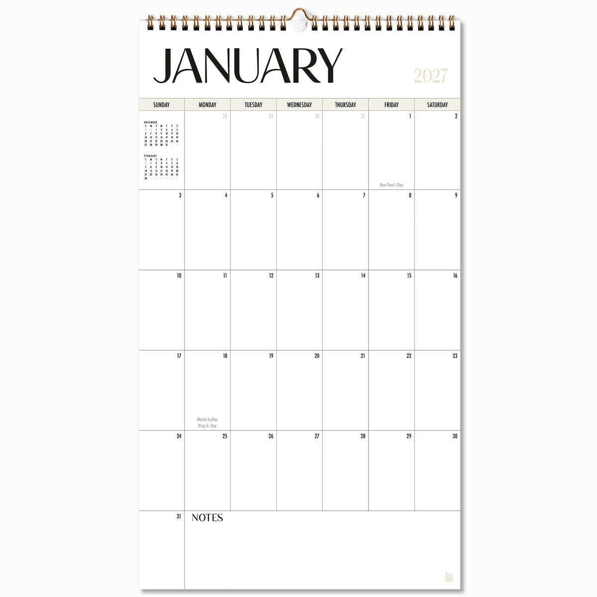 Spiral Dry Erase Wall Calendar