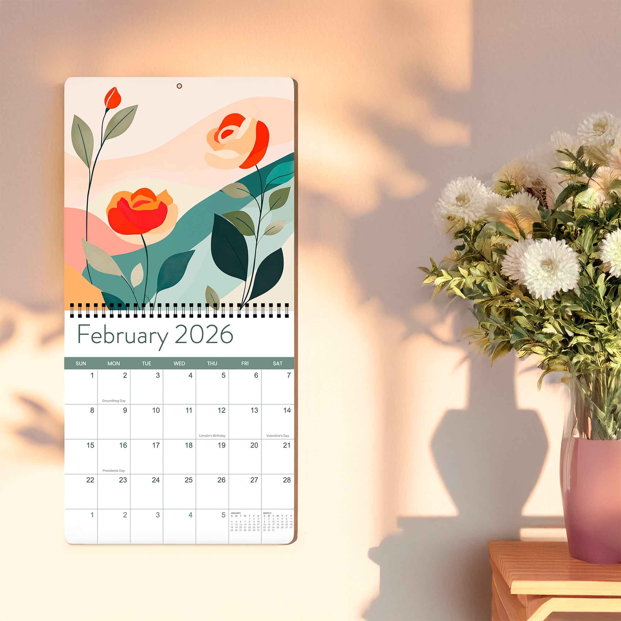 2026 Floral Wall Calendar
