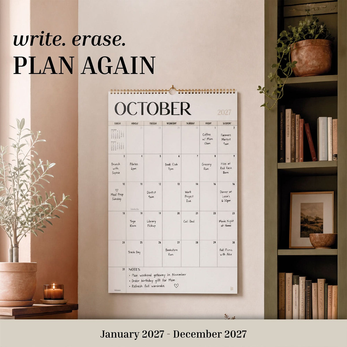 Spiral Dry Erase Wall Calendar