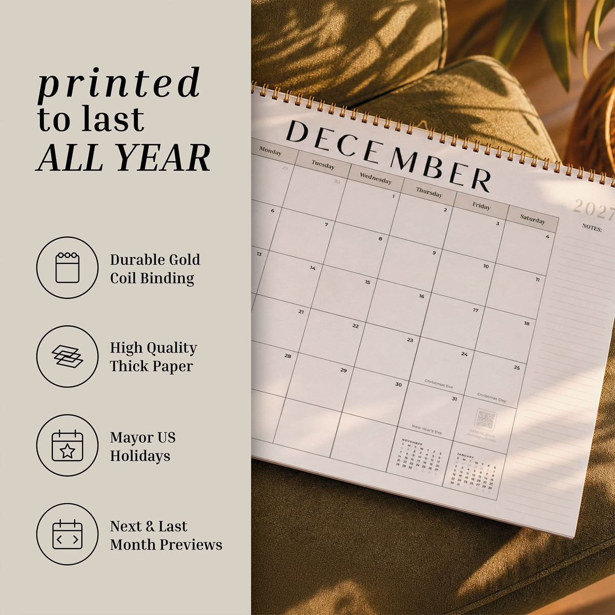 Spiral 12 Month Wall Calendar
