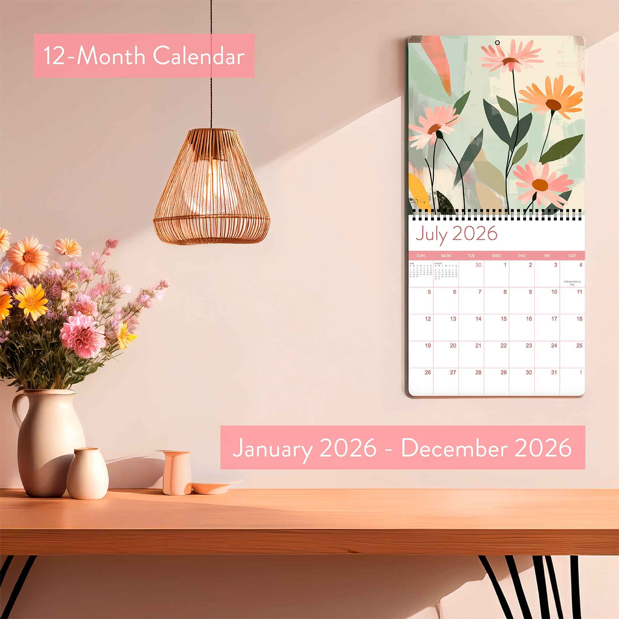 2026 Floral Wall Calendar