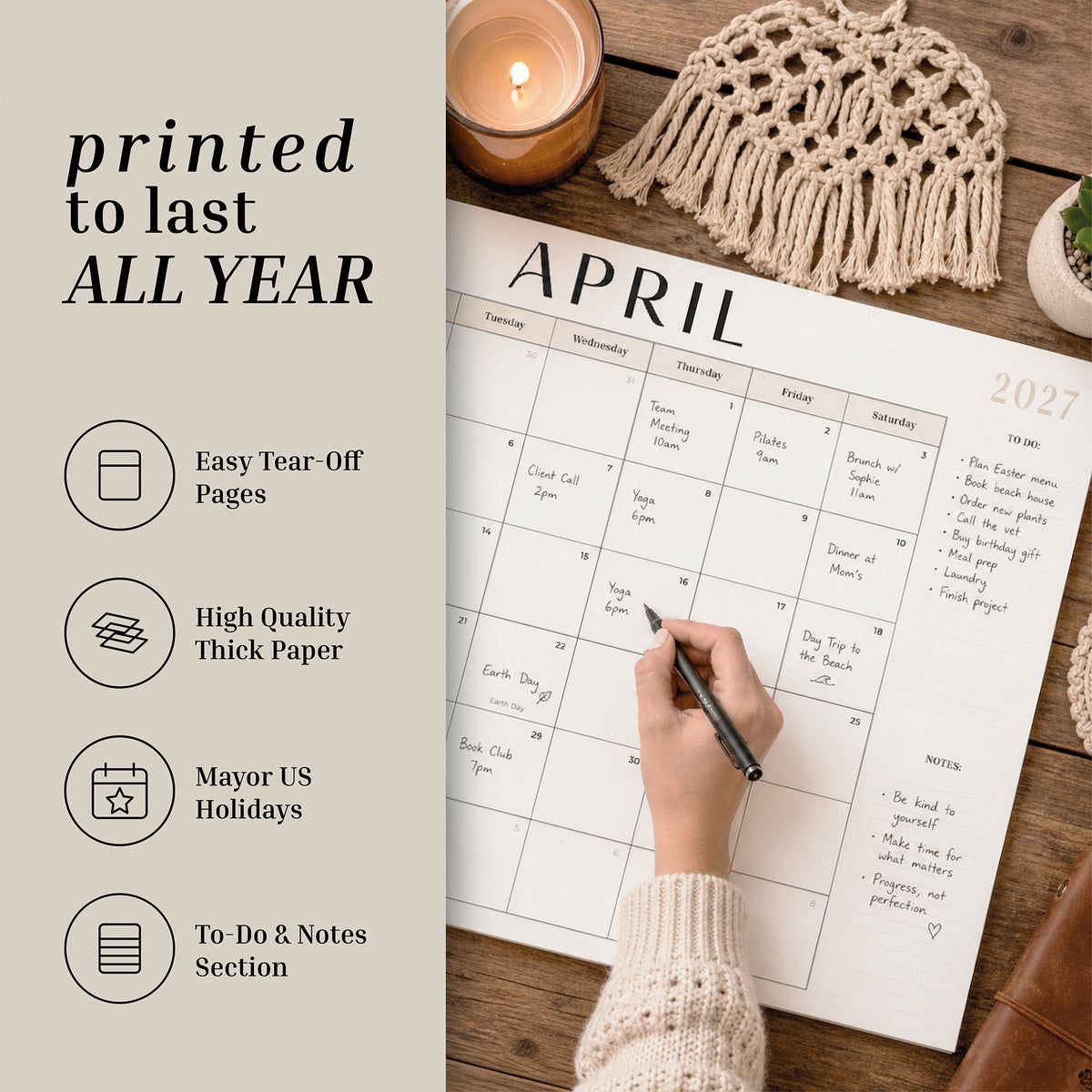 2027 12-Month Flat Desk Calendar (22"x17")