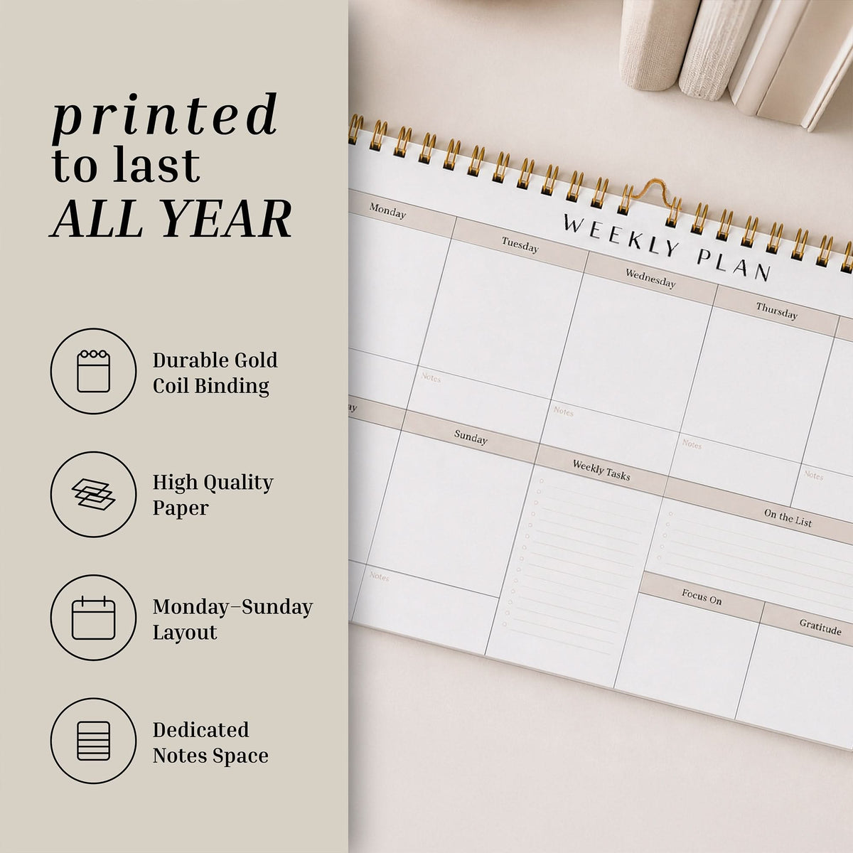 Spiral Weekly Planning Calendar Pad