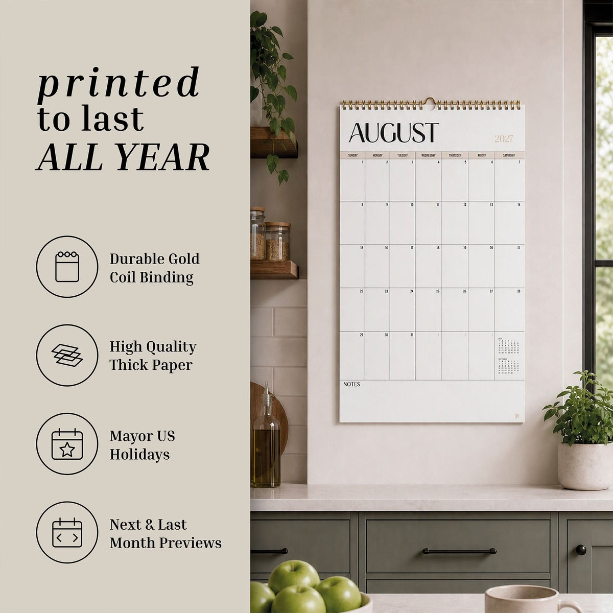 Spiral Dry Erase Wall Calendar