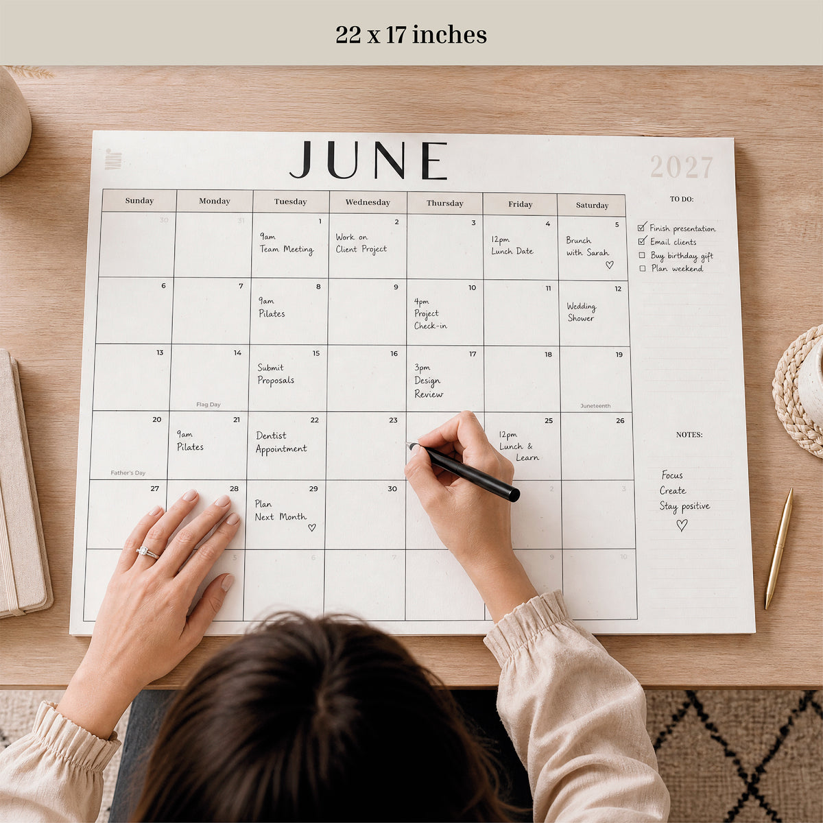 2027 12-Month Flat Desk Calendar (22"x17")