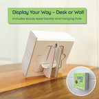 The Eterna Goods 2026 Word Of The Day Calendar features a sturdy easel backer for display, a hanging hole for wall mounting, and an inset of the cover—offering fun vocabulary building every day.