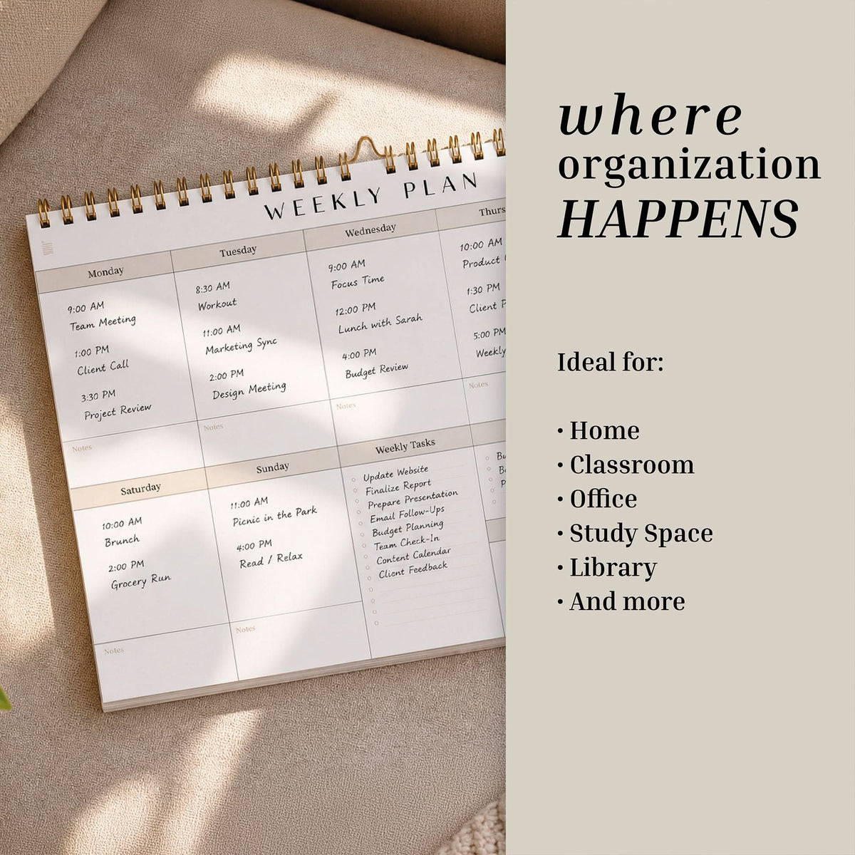 Spiral Weekly Planning Calendar Pad