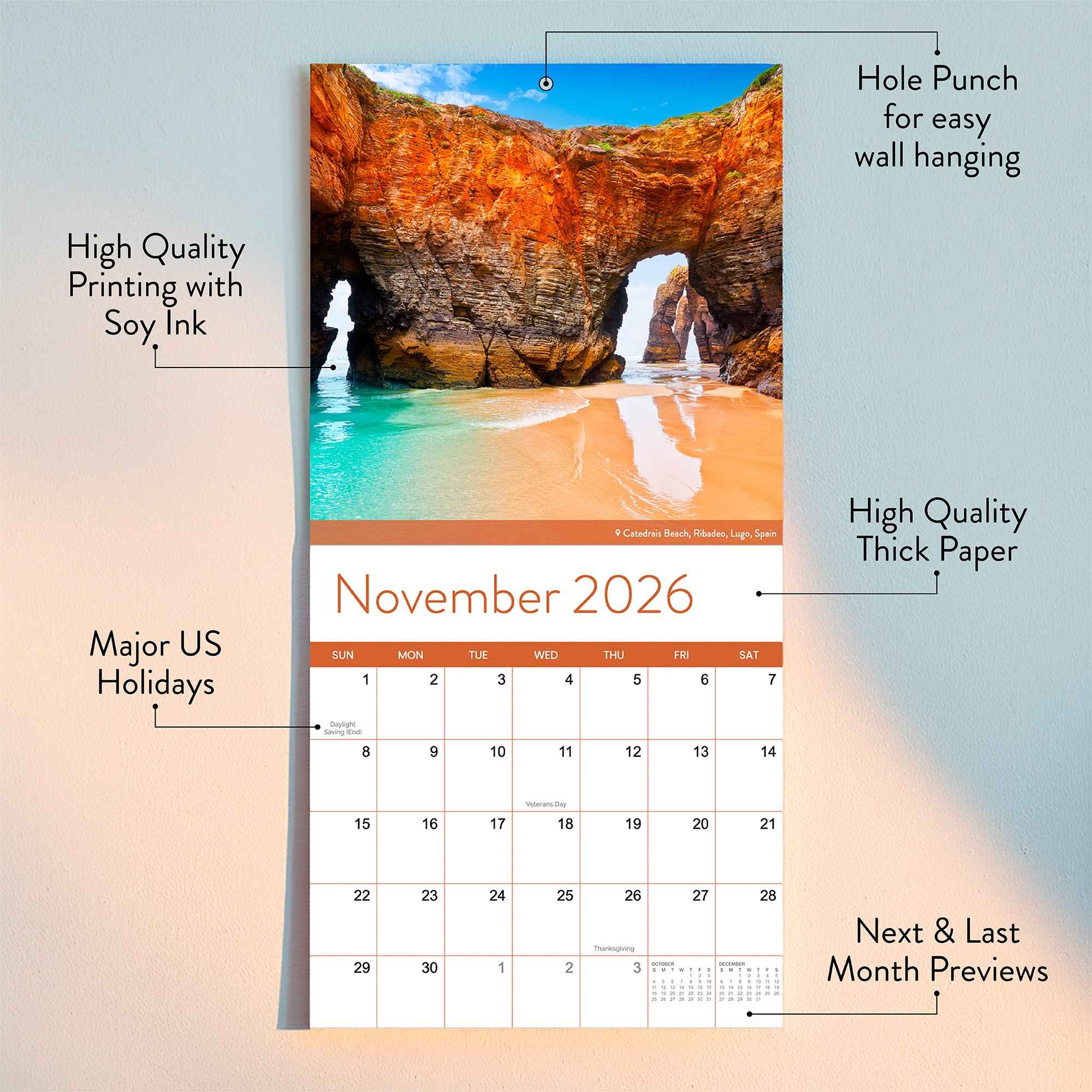 2026 Beaches Wall Calendar