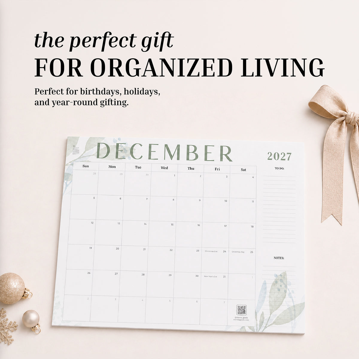 2027 Floral 12-Month Flat Desk Calendar (22"x17")