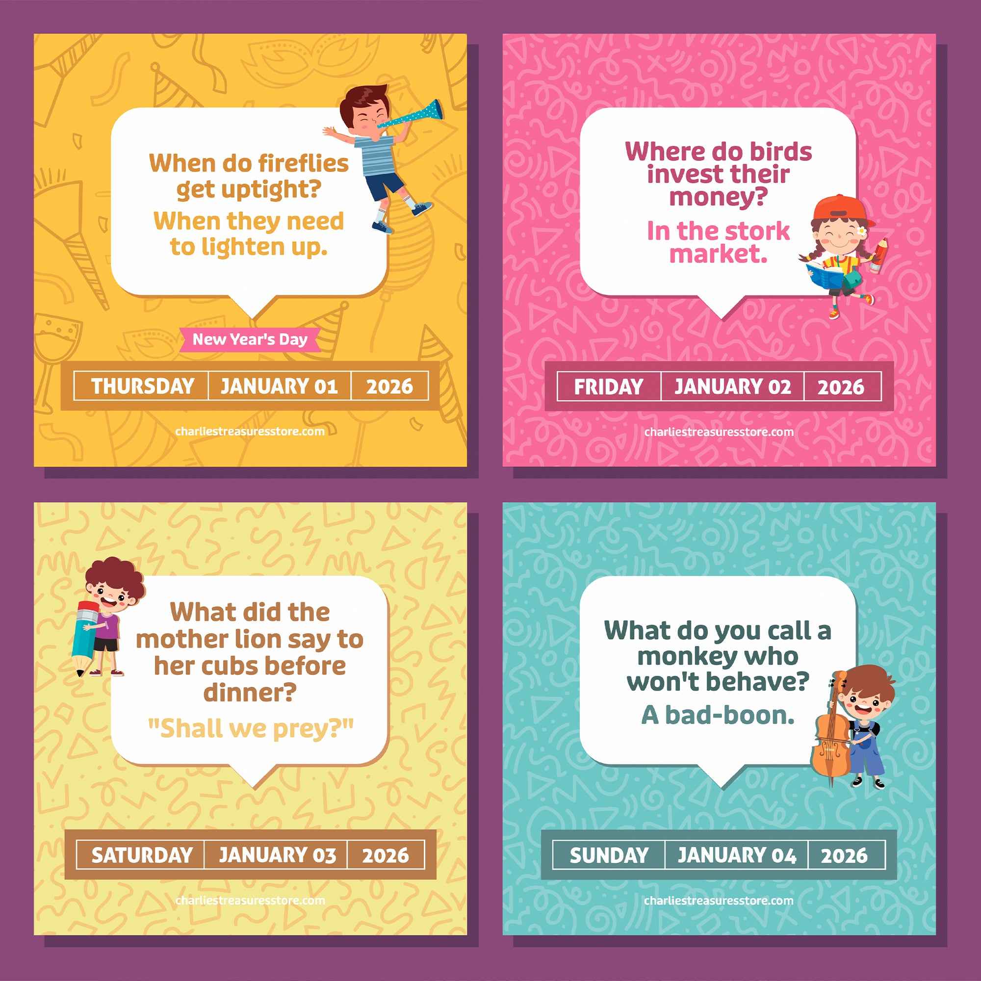 2026 Kids Jokes Calendar
