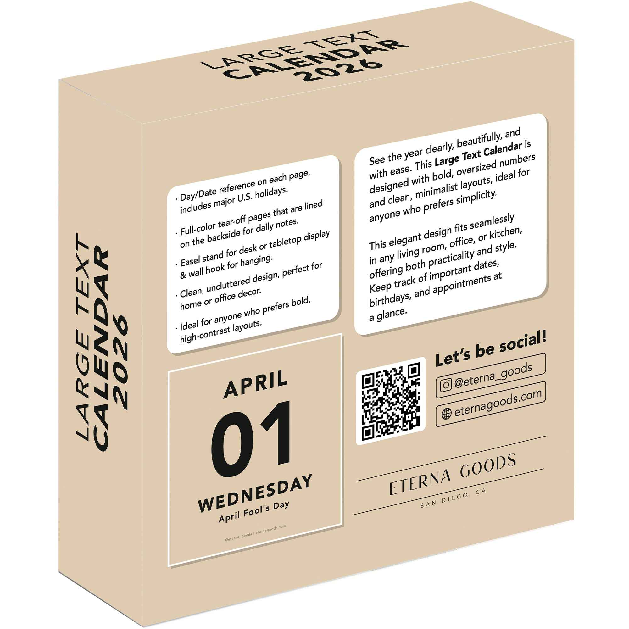 2026 Large Text Calendar