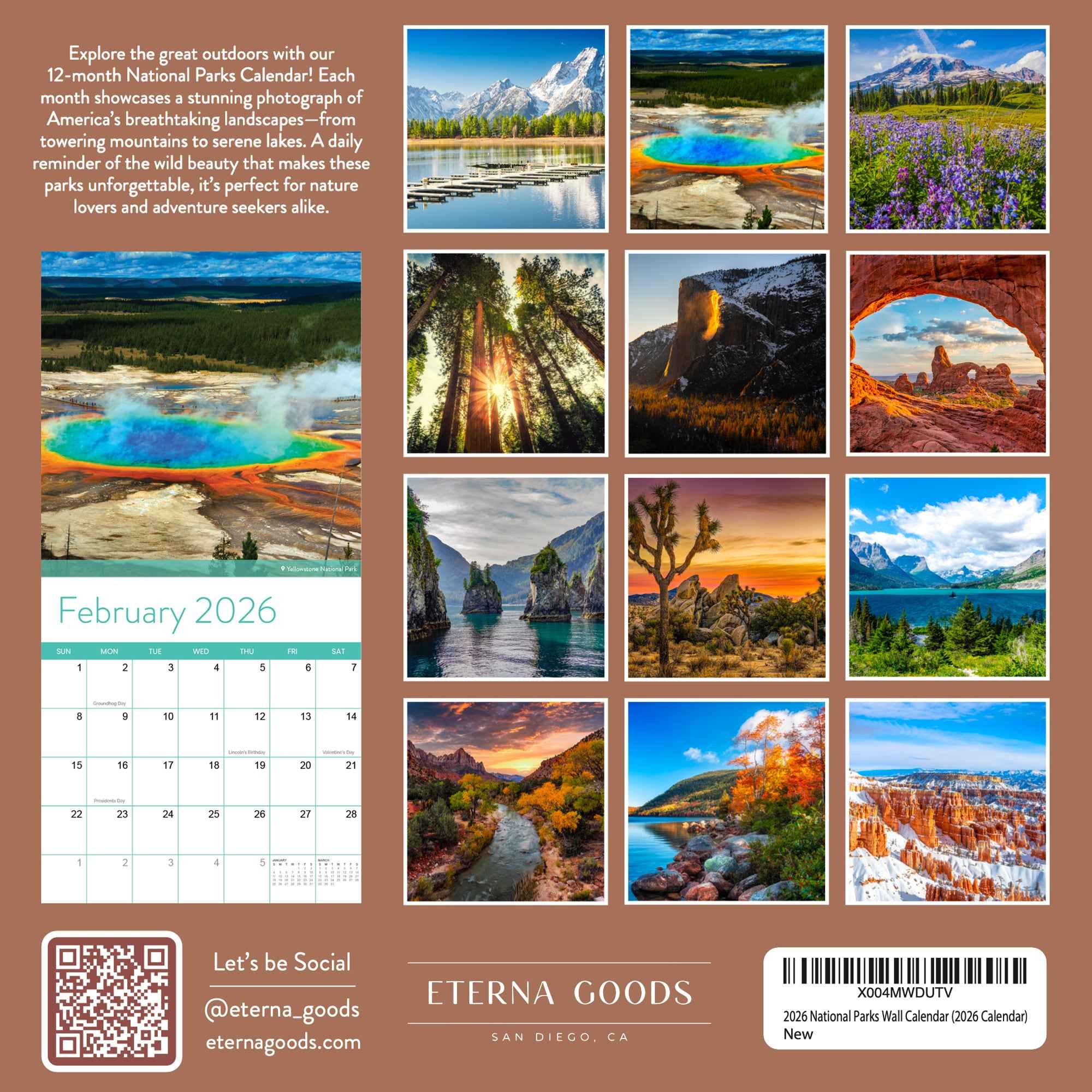 2026 National Parks Wall Calendar