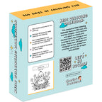 A box labeled "Kids Coloring Calendar" by Charlie's Treasures features vibrant illustrations, product info, a QR code, and "365 Days of Mindfulness Coloring Fun" on a yellow top band—a perfect mindful activity for kids.