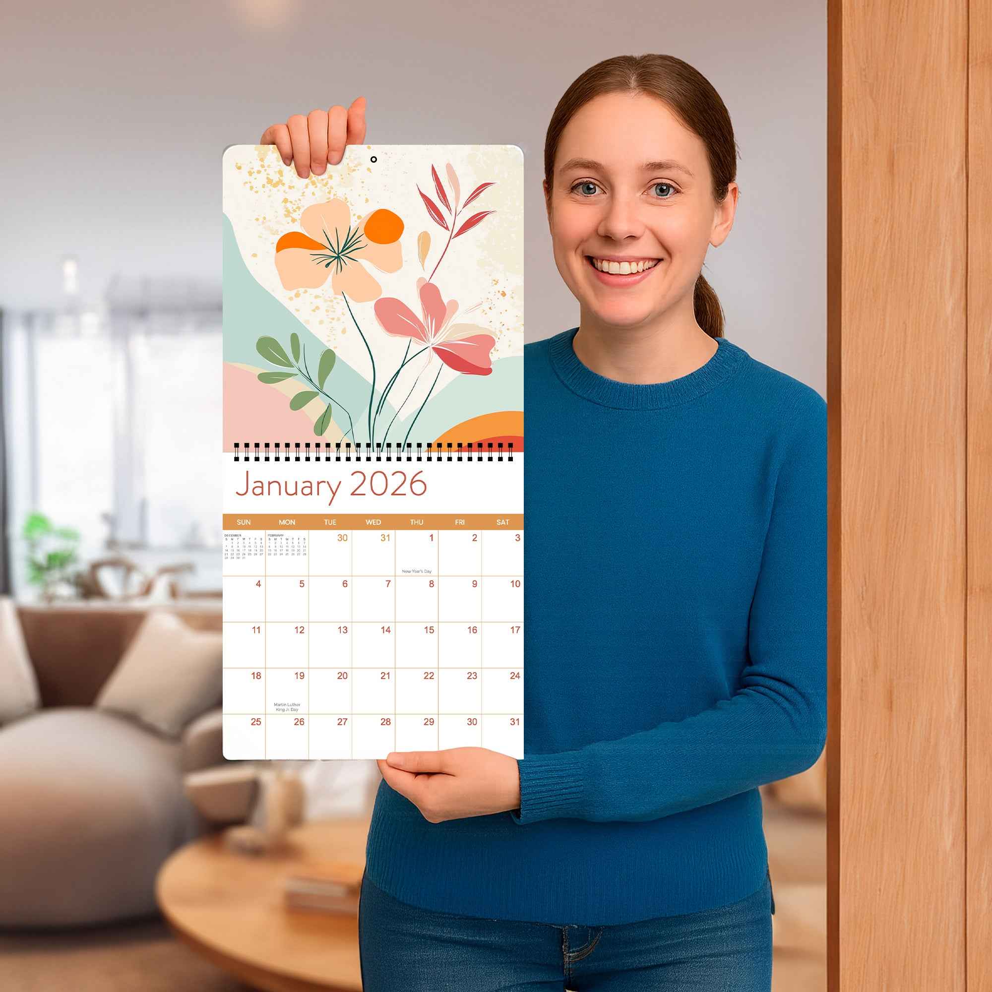 2026 Floral Wall Calendar