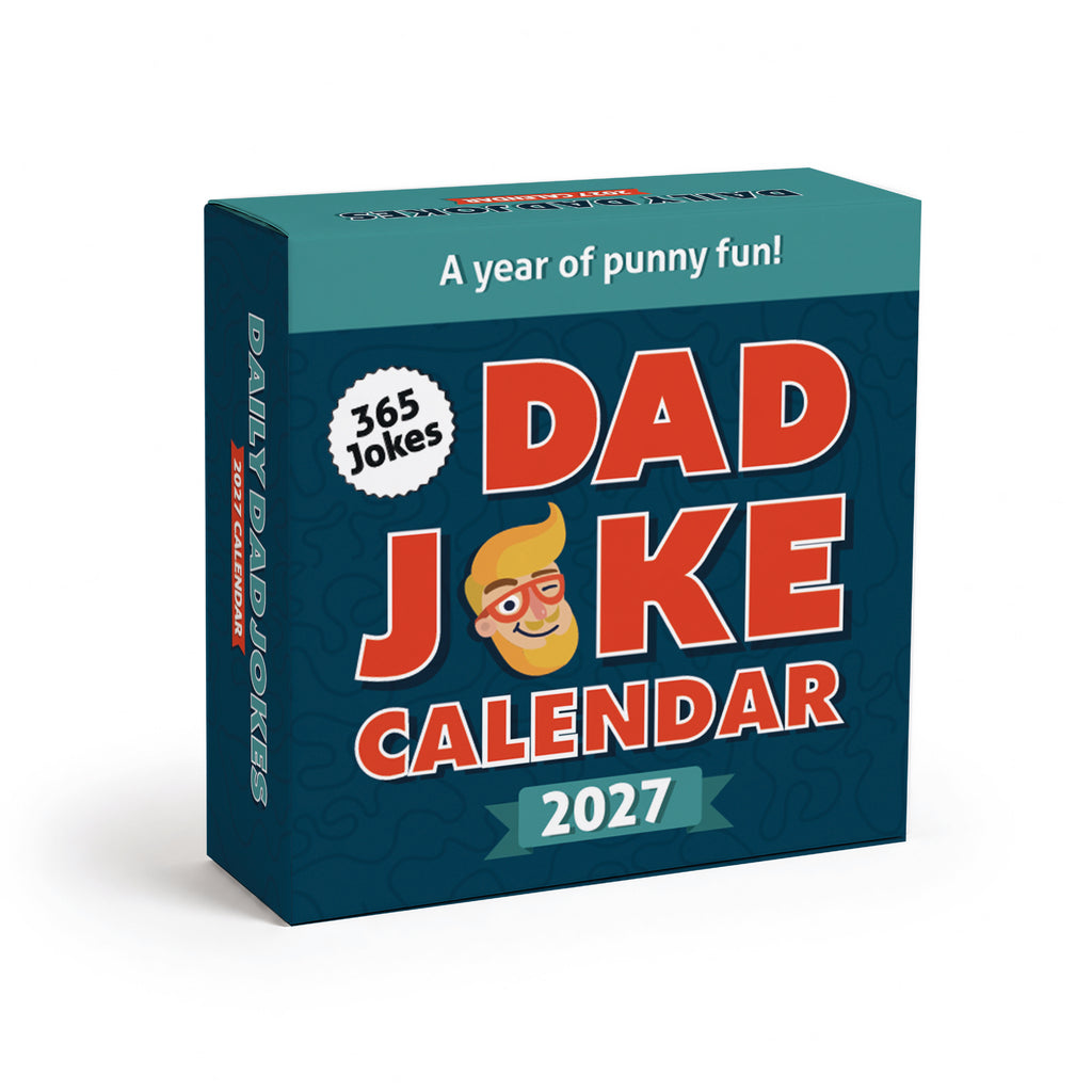 The 2026 Daily Dad Joke Calendar by That Is So Dad features the text "A year of punny fun!" and "365 Jokes" on a teal background with a cartoon face and bold lettering, making it perfect for fans of family-friendly humor and dad jokes. Enjoy endless laughs each day with this hilarious calendar!.