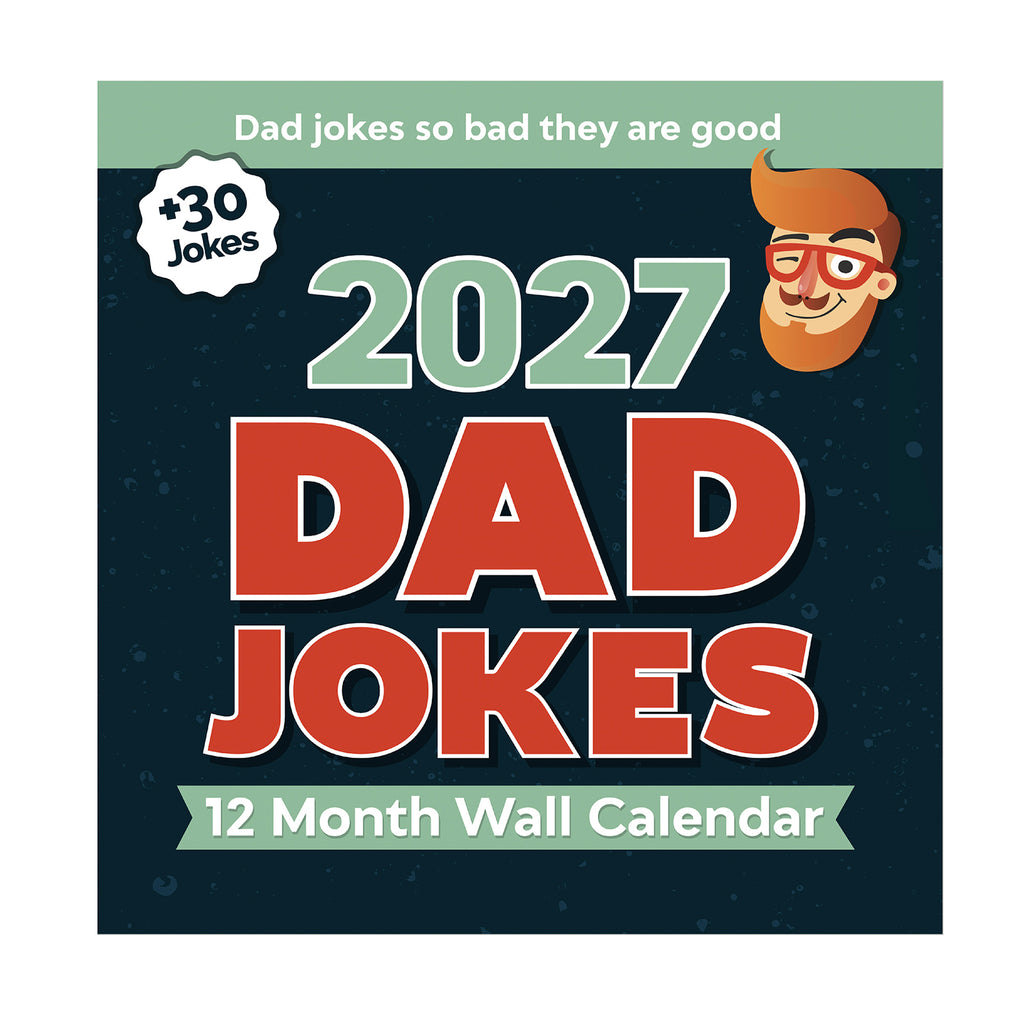 Brighten every month with the 2027 Dad Joke Wall Calendar by That Is So Dad. The cover features bold lettering, a playful cartoon face, and a "+30 jokes" badge—making it the perfect gift for anyone who loves dad humor. Enjoy endless laughs throughout the year with this hilarious calendar!.