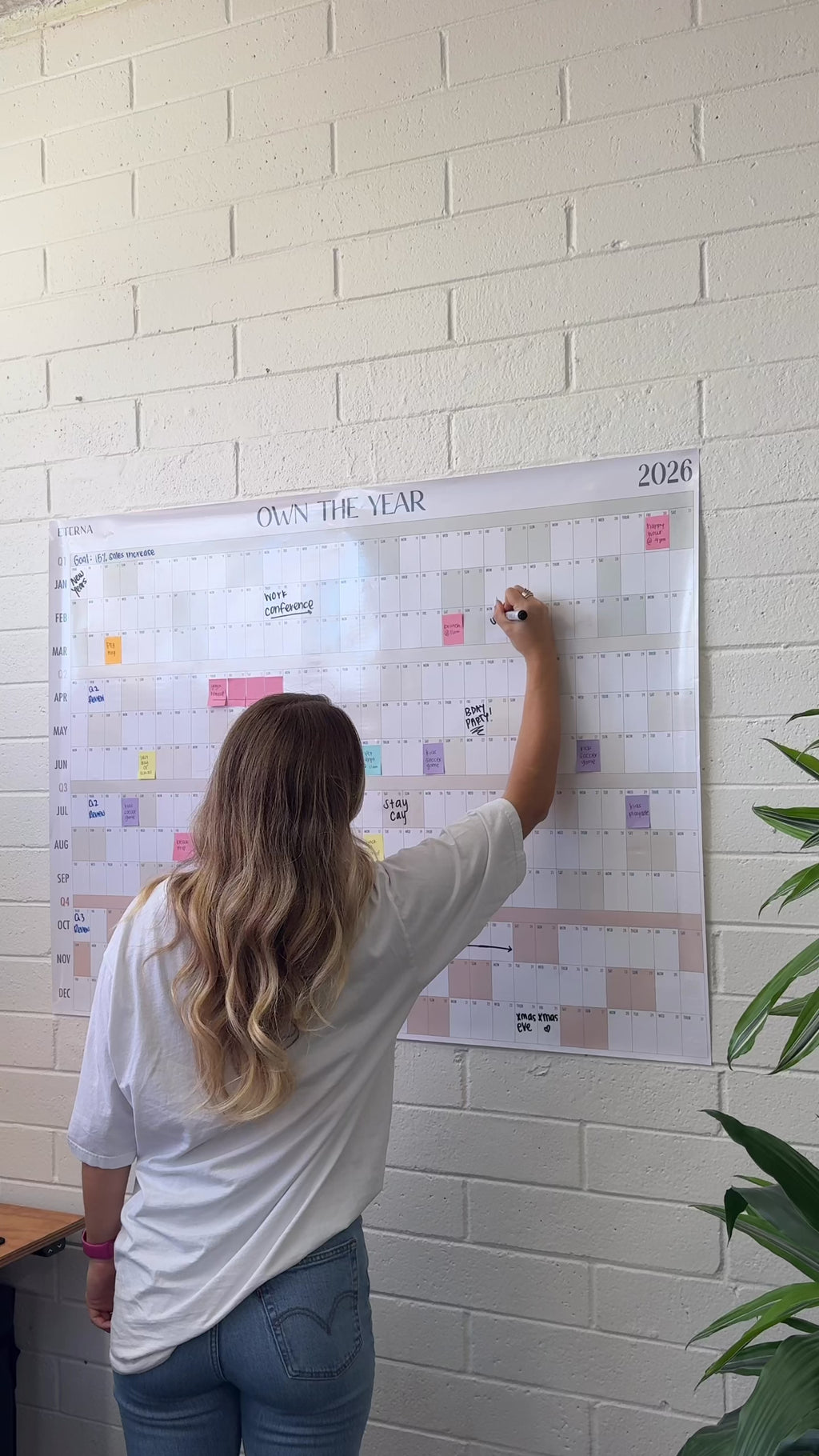 Own the Year 2026 GIANT Dry Erase Wall Calendar | 4ft x 3ft Full Year Planner